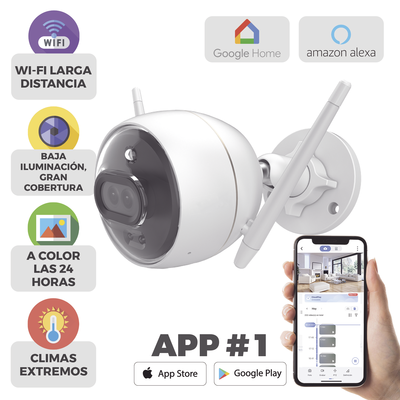[C3X] Bala IP 2 Megapíxel / Wi-Fi  / Doble Lente / COLORES EN OSCURIDAD /  Notificación a la App al Detectar Personas o Vehículos  / Grabación en la nube / Audio de dos vías / Luz Estroboscópica / Sirena / Ranura Para M