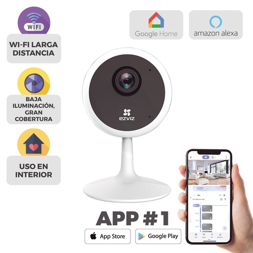 [CS-C1C] Mini Cámara IP 2 Megapixel / Detección de Movimiento / Grabación en la nube / Notificación Push / Audio de dos vías / Memoria Micro SD / uso Interior / Visión 106°