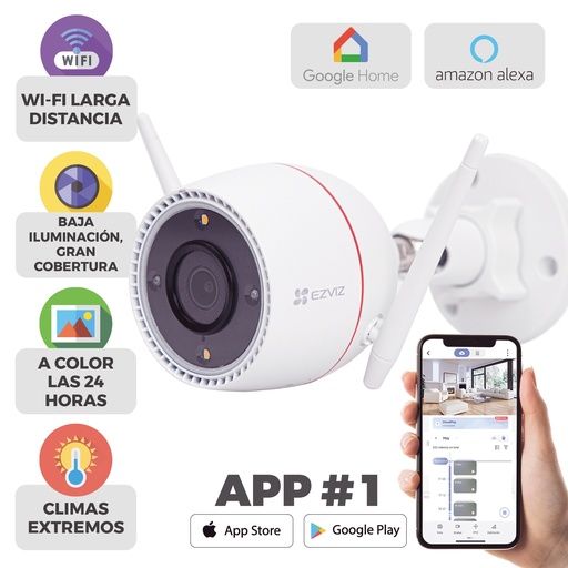 [CS-C3TN-3MP] Bala IP 3 Megapíxel / Wi-Fi  / Audio de Dos Vías / Visión Nocturna en Color / Sirena / Estrobo / Detección de movimiento / Notificación Push / Ranura Para Memoria / Uso en Exterior 