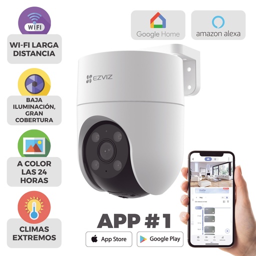 [CS-H8C] Camara PT WiFi / 2 Megapixel /  Cobertura 360° / Detección humana / Seguimiento Inteligente / Sirena / Luz Parpadeante / Colores en Oscuridad / Micro SD / Audio de Dos Vías / Exterior Con Protección
