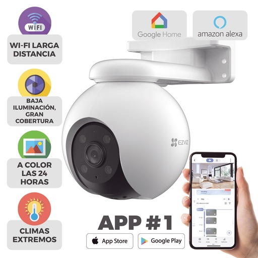 [CS-H8-2K] Cámara PT WiFi / 3 Megapixel (2K)  / Detección humana / Sirena / Luz Parpadeante / Colores en Oscuridad / Micro SD / Preset / Exterior